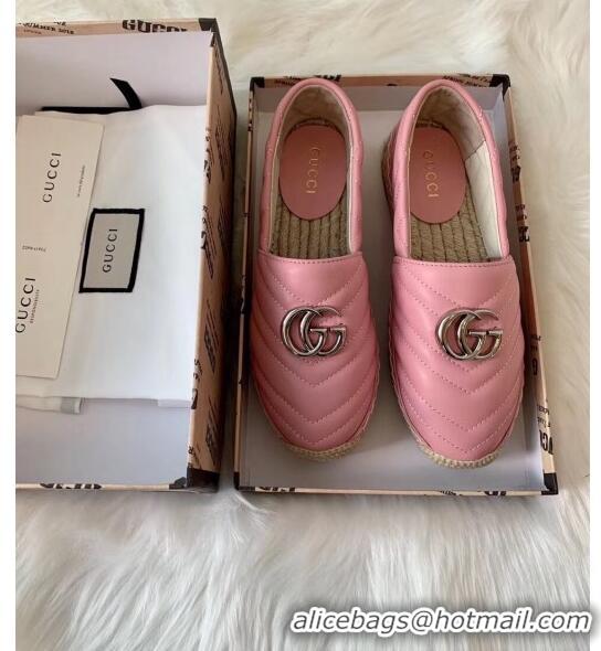 Most Popular Gucci Matelassé Chevron Leather Espadrille 628086 Pastel Pink 2020