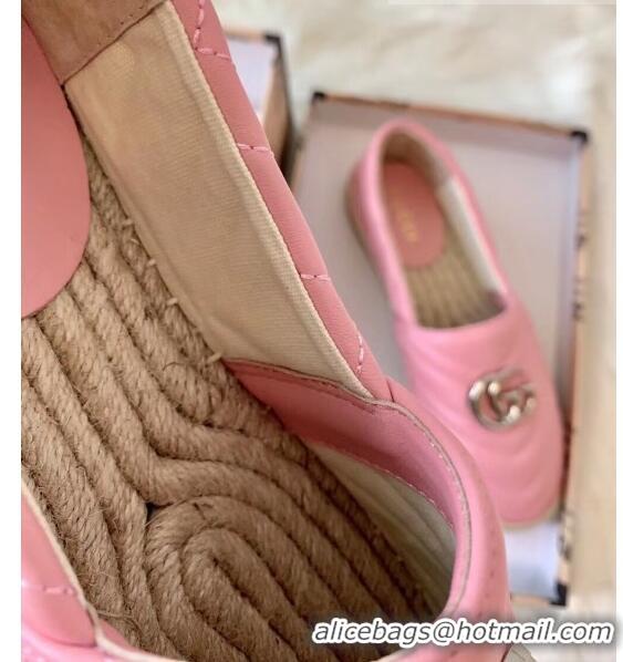 Most Popular Gucci Matelassé Chevron Leather Espadrille 628086 Pastel Pink 2020