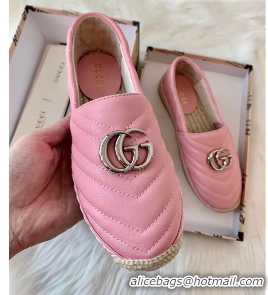 Most Popular Gucci Matelassé Chevron Leather Espadrille 628086 Pastel Pink 2020