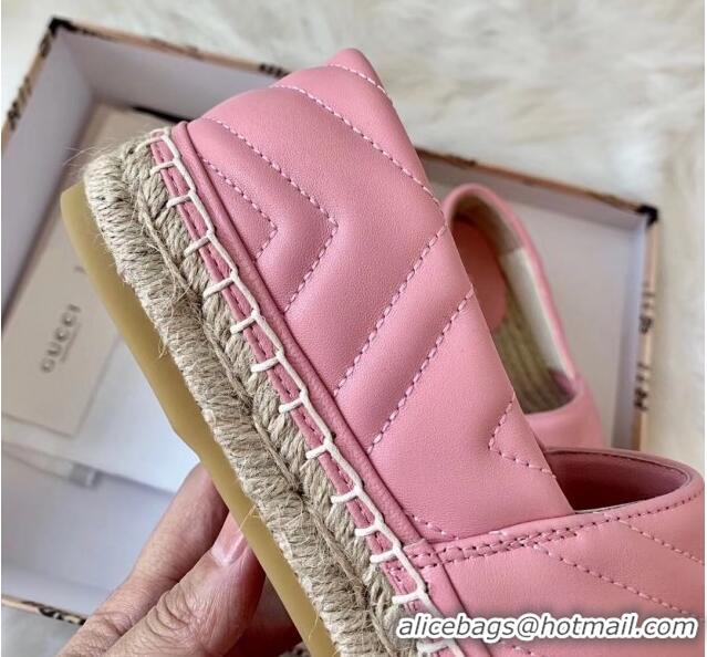 Most Popular Gucci Matelassé Chevron Leather Espadrille 628086 Pastel Pink 2020