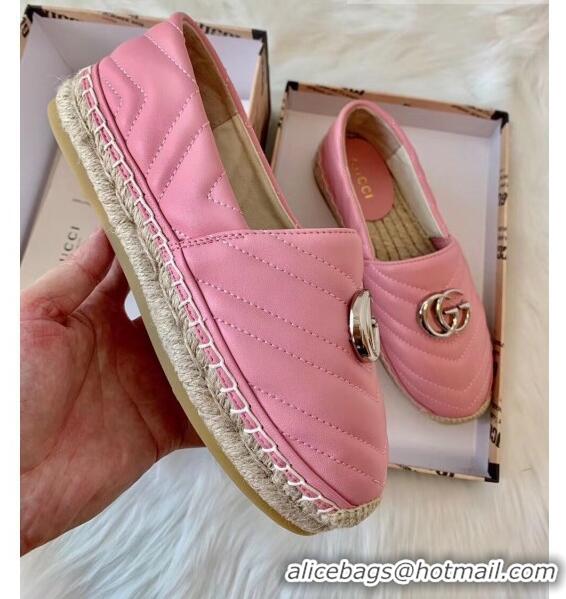 Most Popular Gucci Matelassé Chevron Leather Espadrille 628086 Pastel Pink 2020