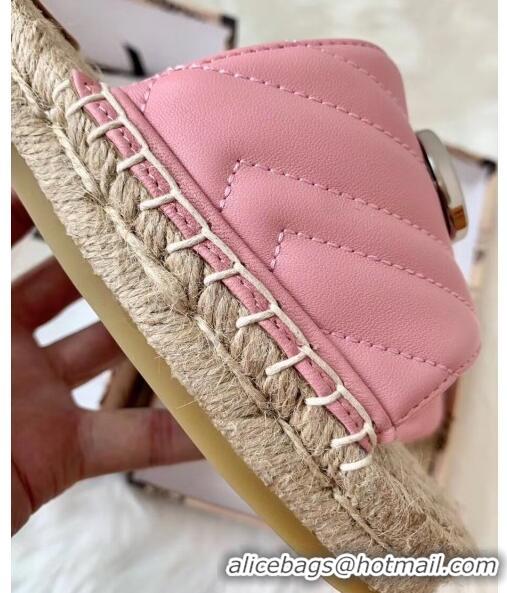 Popular Style Gucci Matelassé Chevron Leather Espadrille Sandal 573028 Pastel Pink 2020