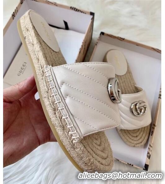 Best Price Gucci Matelassé Chevron Leather Espadrille Sandal 573028 Beige 2020