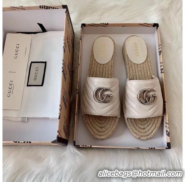 Best Price Gucci Matelassé Chevron Leather Espadrille Sandal 573028 Beige 2020