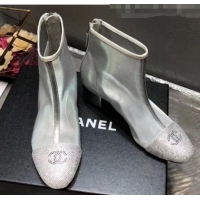 Buy Discount Chanel Mesh Short Boot G1720 Silver 2020