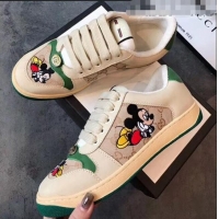 Imitation Gucci Screener GG Leather Gucci x Disney Sneakers GG1104 Green 2020