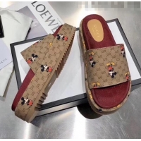 Faux Gucci Mickey & GG Canvas Platform Slide Sandal 573018 2019