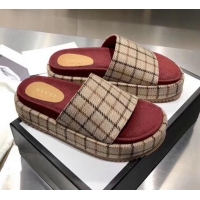 Low Price Gucci Plaid Canvas Platform Slide Sandal 573018 Beige