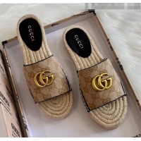 Top Quality Gucci GG Matelassé Canvas Espadrille Sandal GG1402 Beige/Black