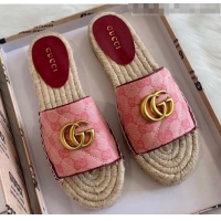 Buy Discount Gucci GG Matelassé Canvas Espadrille Sandal GG1402 Pink