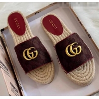 New Product Gucci GG Matelassé Canvas Espadrille Sandal GG1402 Chocolate 2020