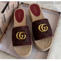 Faux Gucci GG Matelassé Canvas Espadrille Sandal With Cord platform GG1406 Chocolate 2020