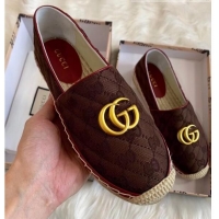 Elegant Gucci GG Matelassé Canvas Espadrille G1410 Chocolate 2020