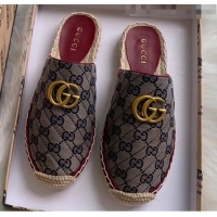 AAAAA Discount Gucci GG Matelassé Canvas Espadrille Slipper G1415 Blue 2020