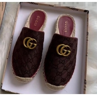 Fashion Gucci GG Matelassé Canvas Espadrille Slipper G1415 Chocolate 2020