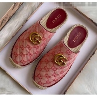 Cheapest Gucci GG Matelassé Canvas Espadrille Slipper G1415 Pink 2020