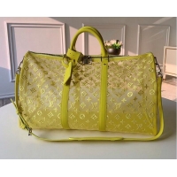 Top Quality Louis Vuitton Keepall Bandoulière 50 Bag M53971 Yellow Mesh