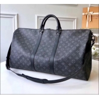 Discount Louis Vuitton Monogram Eclipse canvas Keepall 55 Bandoulière Bag M40605