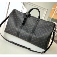 New Design Louis Vuitton Monogram Eclipse canvas Keepall 50 Bandoulière Bag M40604