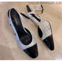 Super Quality Chanel Slingbacks In Patent Leather & Tweed G31318 White/Black 2020