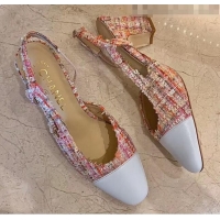 Low Cost Chanel Slingbacks In Lambskin & Tweed G31318 Pink/White 2020