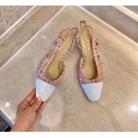 Low Cost Chanel Slingbacks In Lambskin & Tweed G31318 Pink/White 2020