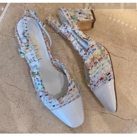 Top Quality Chanel Slingbacks In Lambskin & Tweed G31318 Multicolor/White 2020