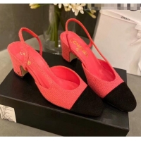 Unique Grade Chanel Tweed Slingbacks G31318 Peach/Black 2020