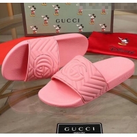 Unique Grade Gucci GG Rubber Slide Sandal G0905 Pink 2020(For Women and Men)