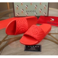 Good Taste Gucci GG Rubber Slide Sandal G0907 Red 2020(For Women and Men)