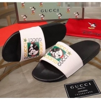 Good Taste Gucci Disney x Gucci Rubber Flat Slide Sandals G0908 White/Black 2020(For Women and Men)