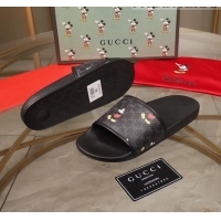 Popular Style Gucci Disney x Gucci Mickey GG Supreme Flat Slide Sandals G0910 Black 2020(For Women and Men)