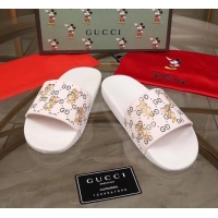 Famous Faux Gucci Mice Print Rubber Slide Sandal G0912 White 2020(For Women and Men)