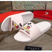 Promotional Gucci x Disney Mickey Print Rubber Slide Sandals G0919 White 2020 (For Women and Men)