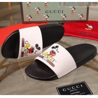 Classic Gucci x Disney Mickey Print Rubber Slide Sandals G0919 White/Black 2020 (For Women and Men)