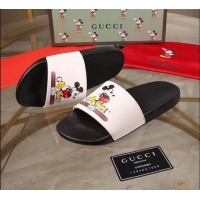 Classic Gucci x Disney Mickey Print Rubber Slide Sandals G0919 White/Black 2020 (For Women and Men)