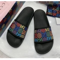 Top Design Gucci GG Psychedelic Supreme Canvas Slide Sandal G0929 Black 2020(For Women and Men)