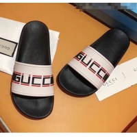 Promotional Gucci Stripe Rubber Slide Sandal 524984 Black/White 2020(For Women and Men)