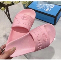 Reproduction Gucci Logo Rubber Slide Sandal 522887 Pink 2020(For Women and Men)