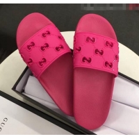 Reasonable Price Gucci Rubber GG Slide Sandal 573922 Rosy 2020 (For Women and Men)