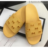 Good Looking Gucci Rubber GG Slide Sandal 573922 Yellow 2020 (For Women and Men)