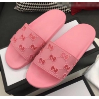 Discount Gucci Rubber GG Slide Sandal 573922 Pink 2020 (For Women and Men)