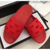 Buy Classic Gucci Rubber GG Slide Sandal 573922 Red 2020(For Women and Men)