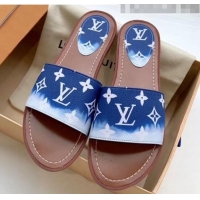 Imitation Louis Vuitton LV Escale Lock It Flat Mule Sandals LV0624 Blue 2020