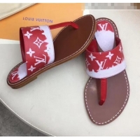 Spot Bulk Louis Vuitton LV Escale Palma Flat Thong Sandals LV0628 Red 2020