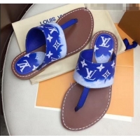 Buy Cheap Louis Vuitton LV Escale Palma Flat Thong Sandals LV0629 Blue 2020