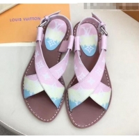 Inexpensive Louis Vuitton LV Escale Palma Flat Sandal LV0630 Pink 2020