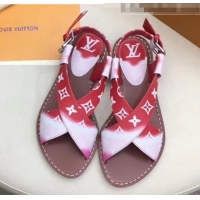 Cheapest Louis Vuitton LV Escale Palma Flat Sandal LV0631 Red 2020