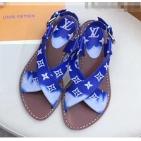 Wholesale Louis Vuitton LV Escale Palma Flat Sandal LV0632 Blue 2020