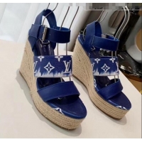 High Quality Louis Vuitton LV Escale Starboard Wedge Sandal 1A7U48 Blue 2020